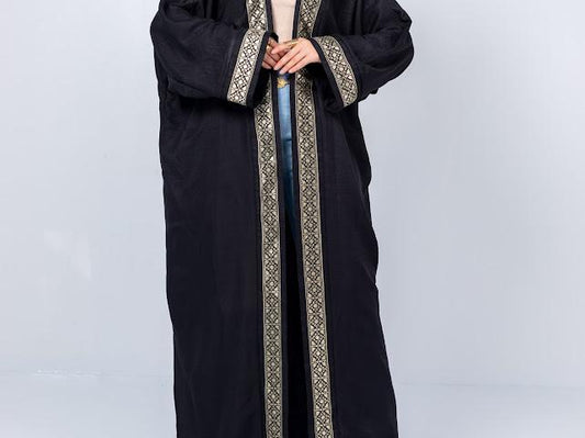 Black cardigan with gold detailing